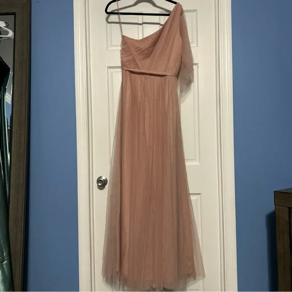 honey colored bridesmaid dresses Scarf-Detail Strapless Gown in Pastel Yellow - 10 main image 1